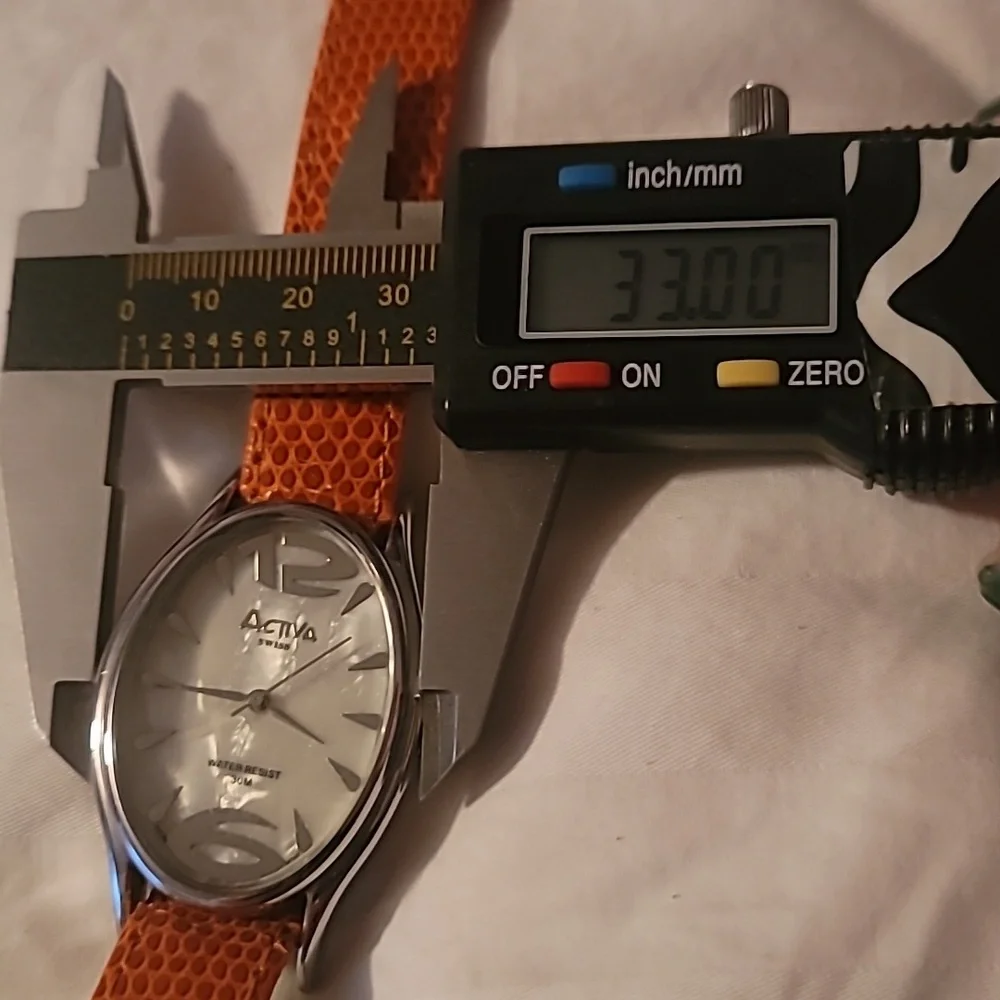 Activa By‎ Invicta Swiss Watch Mother of Pearl Orange Reptile Embossed Band